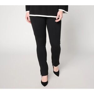 Belle by Kim Gravel Petite Ponte Slim Cigarette Pant with Slits Black, P8  #21"